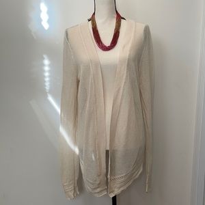Lucky Brand Open Crochet Waterfall Cardigan Sweater